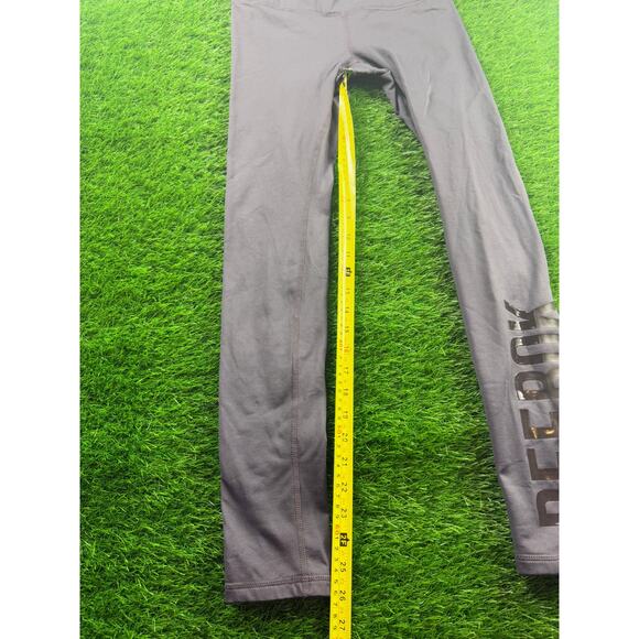 Reebok Women’s Leggings XS Gray Stretch Activewear Gym Yoga Pants Logo Print - Picture 6 of 9